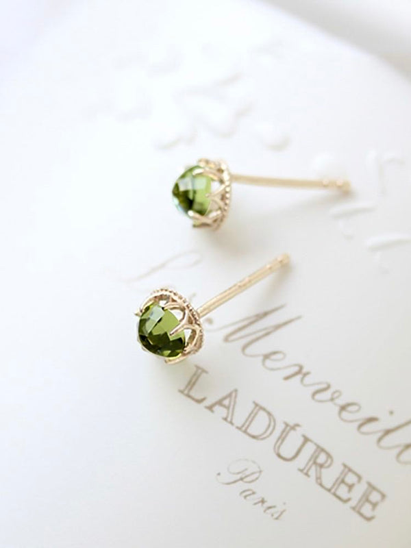 18K Olivine Stud Earrings