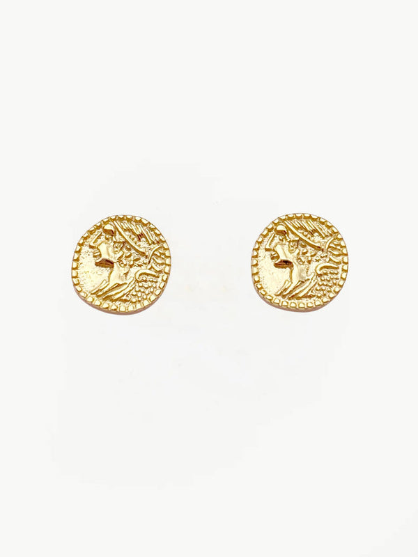 10K Goddess Relief Stud Earrings