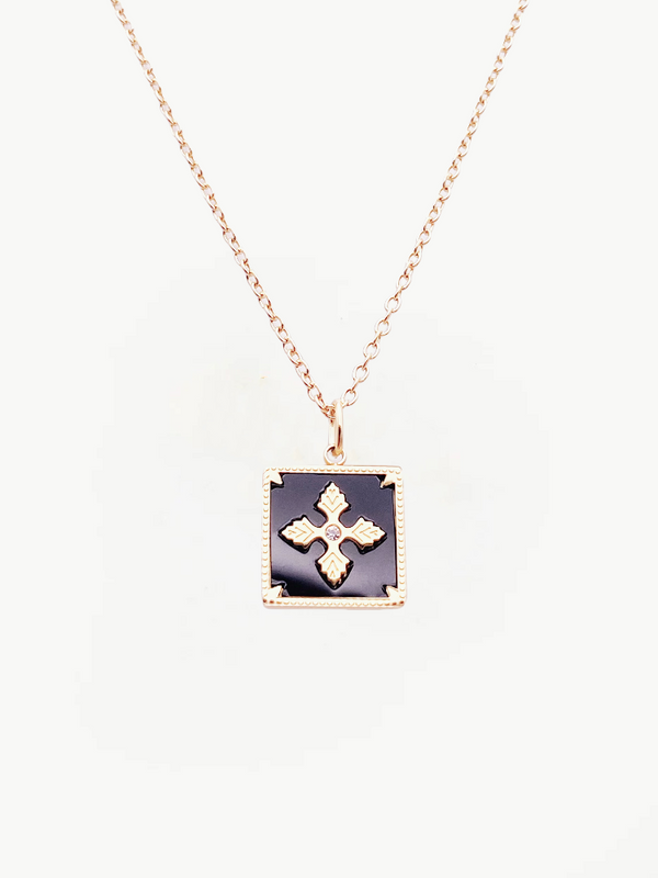 Baroque Cross Gold Flowers Necklace