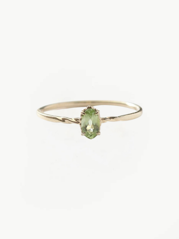 14K  Green Olive Ring