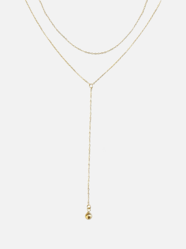 14K Gold Long Folded Necklace