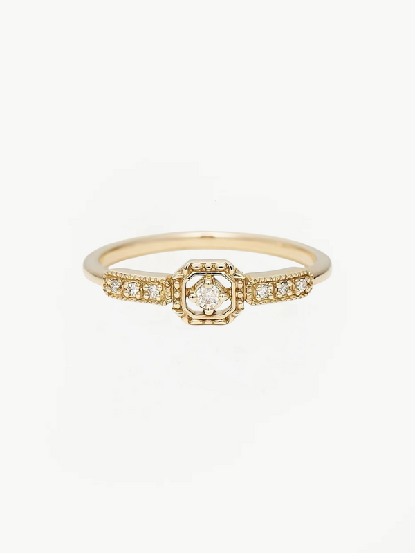 14K  Geometric White Zircon Ring