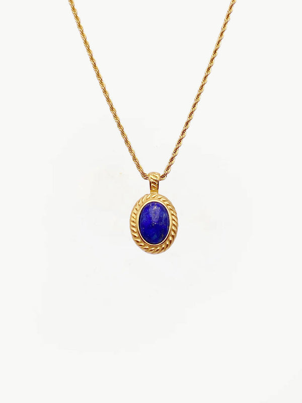 Bluestone Oval Pendant Necklace